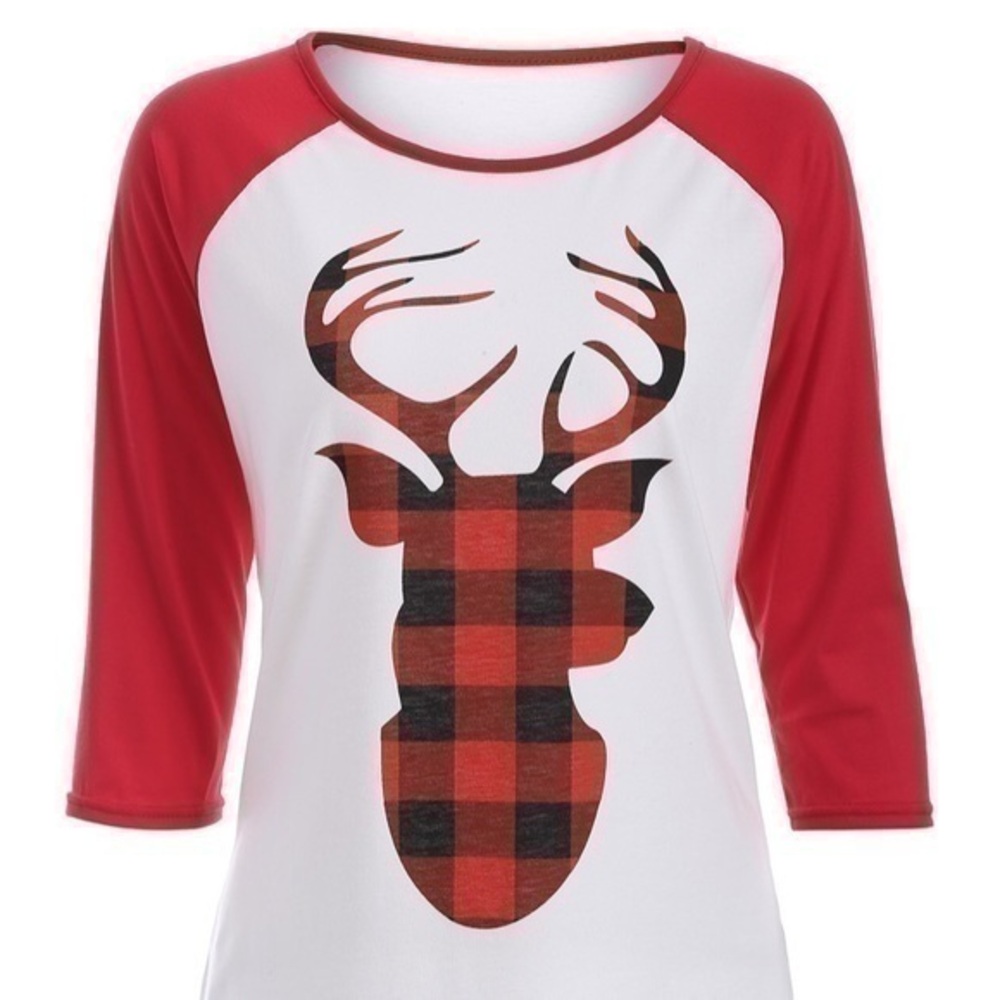 New Buffalo plaid reindeer long sleeve top medium